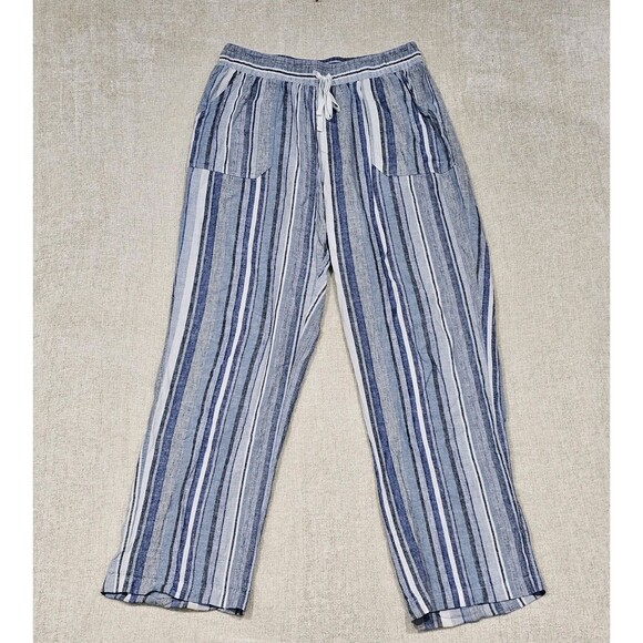 Cato Pants Womens Size Large Linen Mid-Rise Wide Leg Beach Vacation Coastal - Picture 1 of 6
